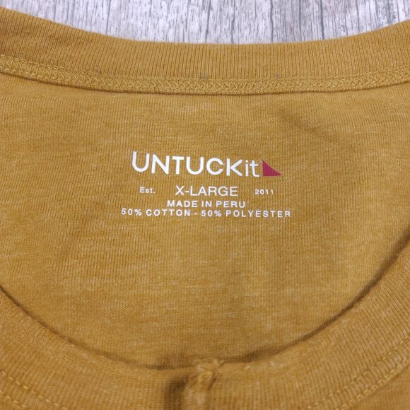 Untuckit Shirt Mens XL Regular Albarino Henley Yellow Cotton Long Sleeve Top - Picture 5 of 7